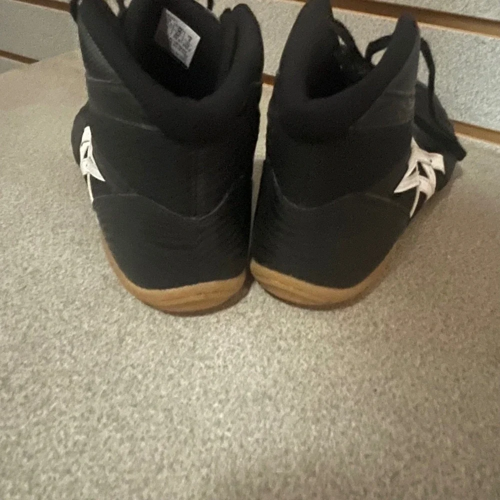 Asics Matflex‎ 6 Wrestling Shoes Black White Kids Youth Size 5 High Top